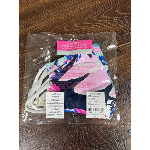 Lilly Pulitzer Kids Reusable Face Masks! One Size, 3 Pack, New! - Picture 2 of 5